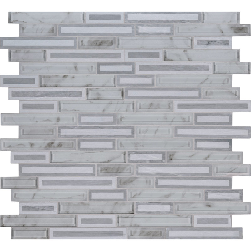 Bloki Natural Stone/Glass Linear Mosaic Wall Tile