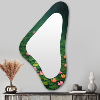 Miroir mural moderne irrégulier rose flottant rose