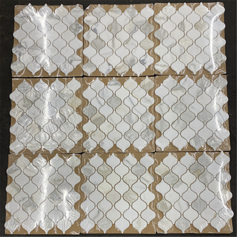 Calacatta 12" x 12" Marble Mosaic Tile, LIght Gray