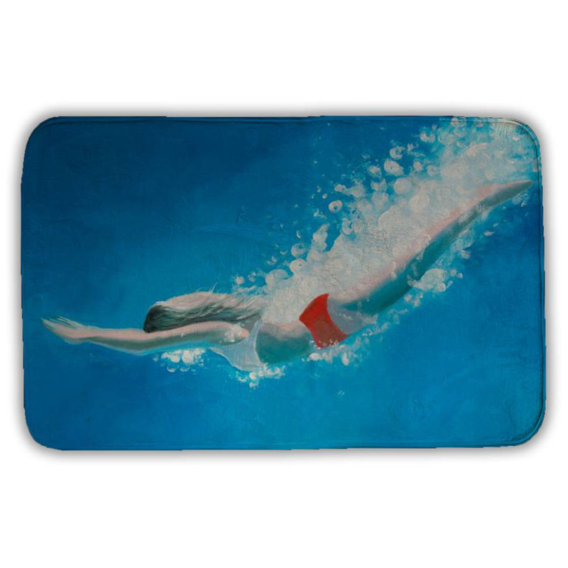 Diving jump Bath Mat with Non-Slip Backing - Quick Dry Memory Foam Bathroom Rug - Absorbent - Modern Plush Spa-Style - Machine Washable