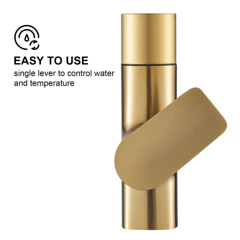 Waterfall Single Handle Single Hole Bathroom Faucet, Gold
