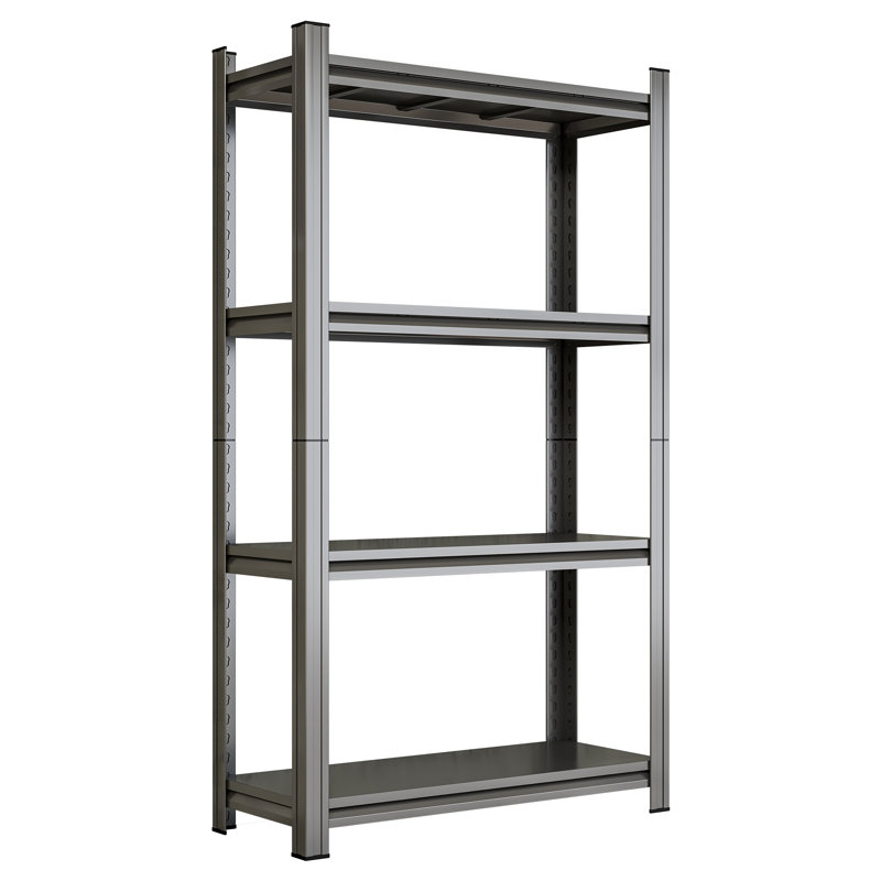Étagère de rangement réglable à 4 niveaux en métal, Noir, (4 tablettes) H 59,05 po x l 31,5 po x P 11,81 po