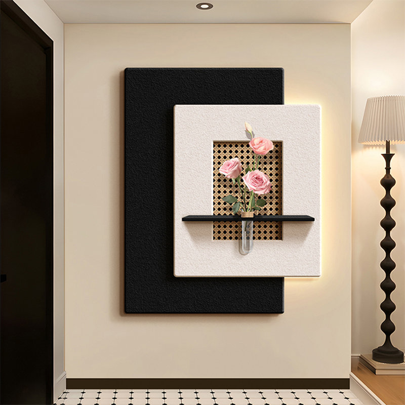 Art mural Mid-Century moderne en toile pour salon, H 31,5 po x l 25,2 po x P 1,97 po, Noir