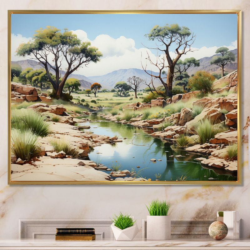 Baobab Serenity Oasis - impression, H 30 po x l 40 po x P 1,5 po, Cadre flottant doré