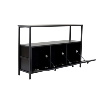 Industrial Console Table, Atlantic Pine & Black, 120 x 75 x 30 cm, 100% Melamine Coated Particle Board, Electrostatic Powder Painting, PVC Edgebanding, Sturdy Metal Profile