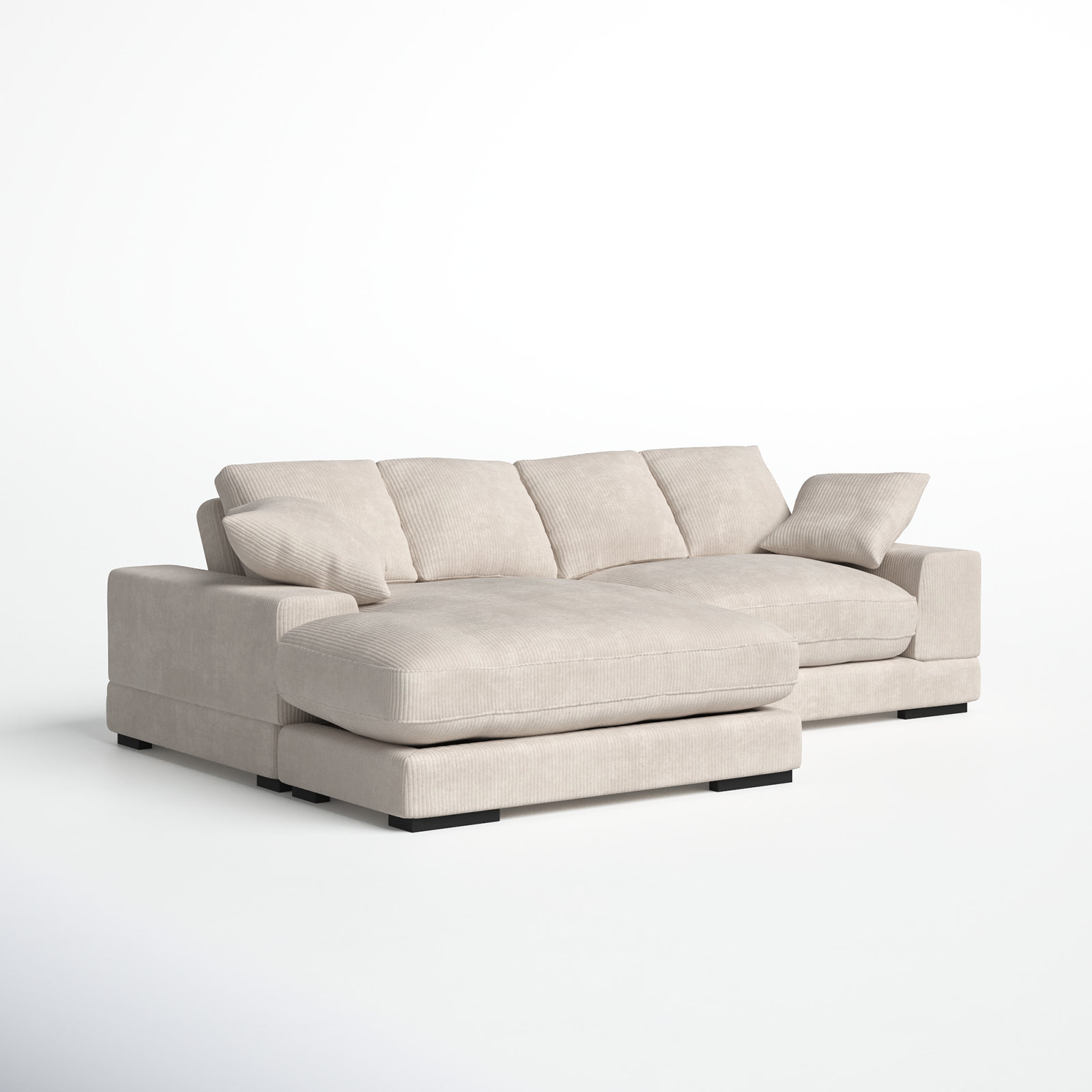 Lonsdale Linen Modular Sofa and Chaise, White Corduroy