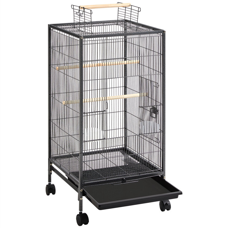 Ceryss 40'' Iron Play Top Floor Bird Cage with Wheels
