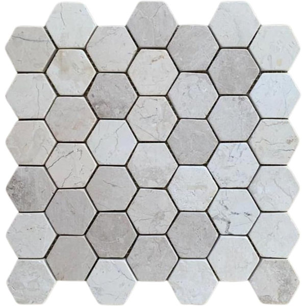 CNK Tile White Hexagon 2"X2" Marble Mosaic Tile