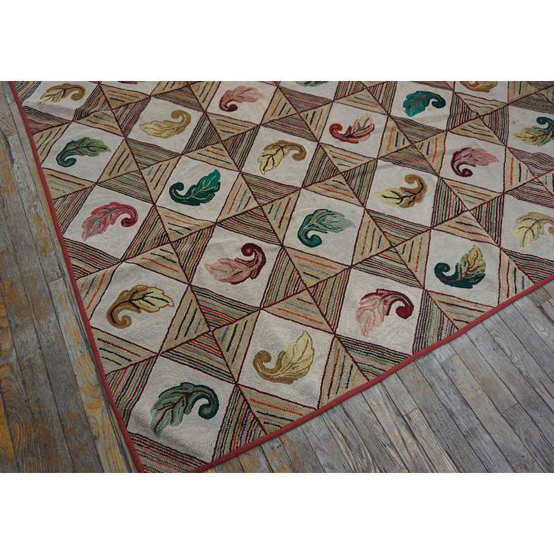 Antique Wool Ivory Beige Cream White Hooked - Loop Pile Rug