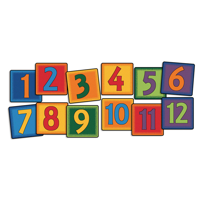 Simple Numbers Individual Squares Seating Tufted Multi Color Area Rug