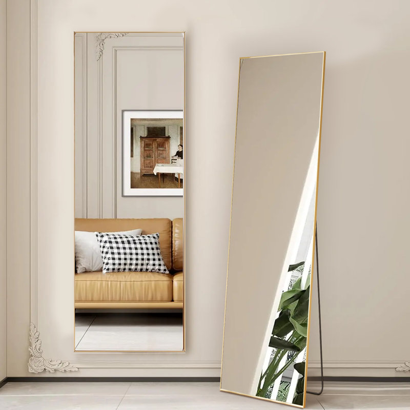 Miroir pleine longueur en métal (ensemble de 2), Doré, 59 po x 16 po