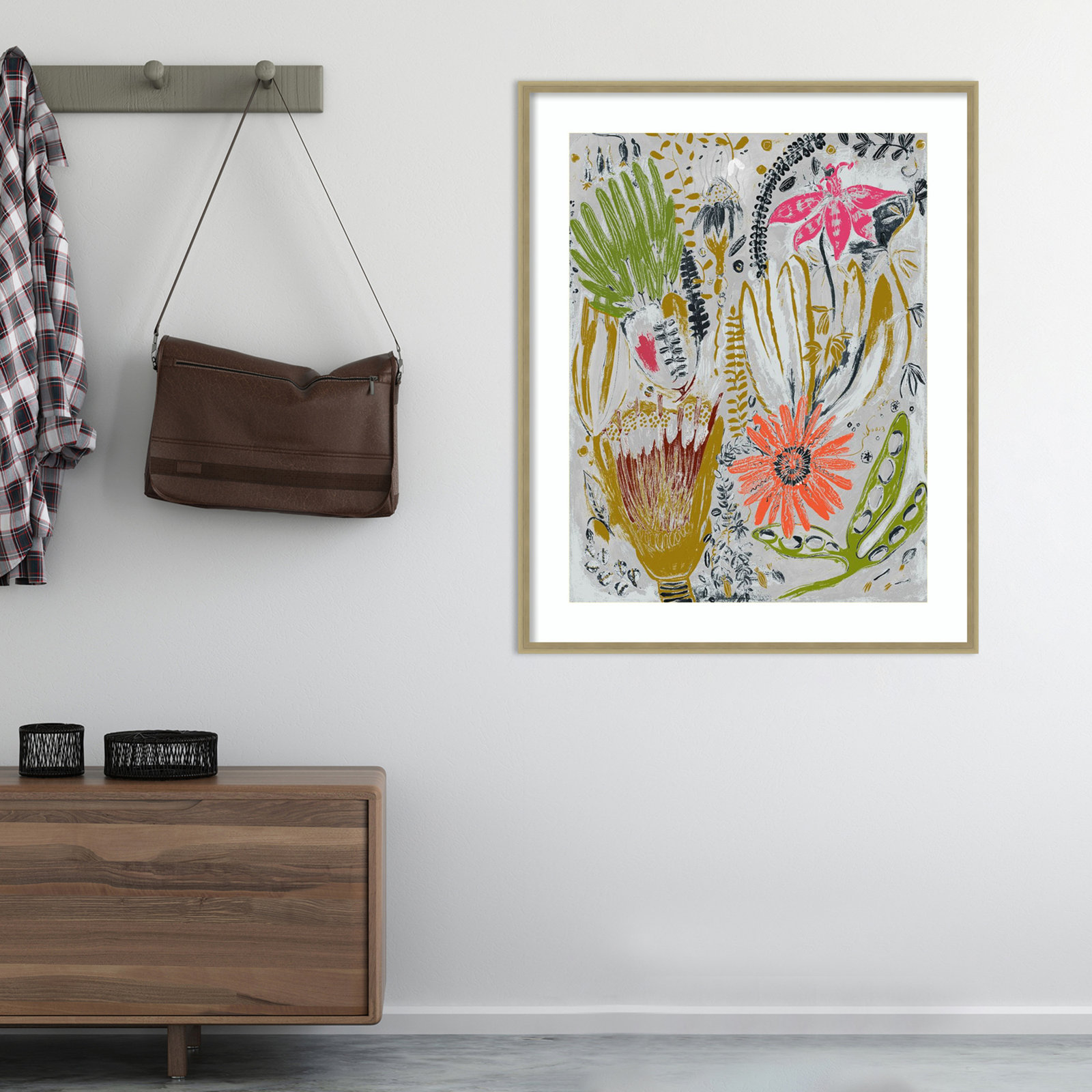 Tropical Blooms by Maya Woods, Brown, 33" W x 41" H