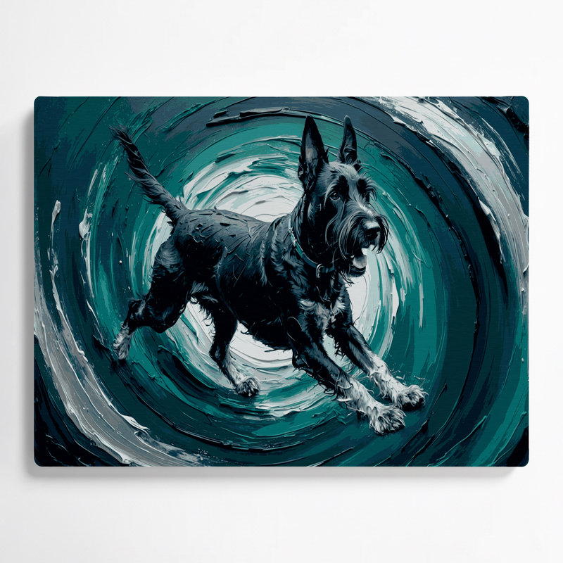 Chiens, terrier russe noir, art mural en métal bleu, H 11 po x l 14 po