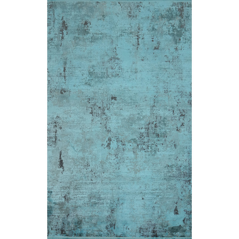 Élégant tapis texturé bleu pour espaces minimalistes modernes 5 x 7
