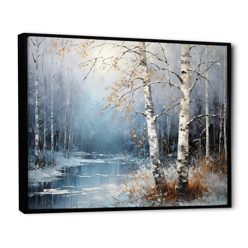 Birchs Ballet sur toile, Cadre flottant noir, H 30 po x l 40 po x P 1,5 po