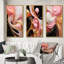 «Whimsical Lquid» rose et or Glam Art - formes abstraites, ensemble de 3 pièces-514404078-514404066