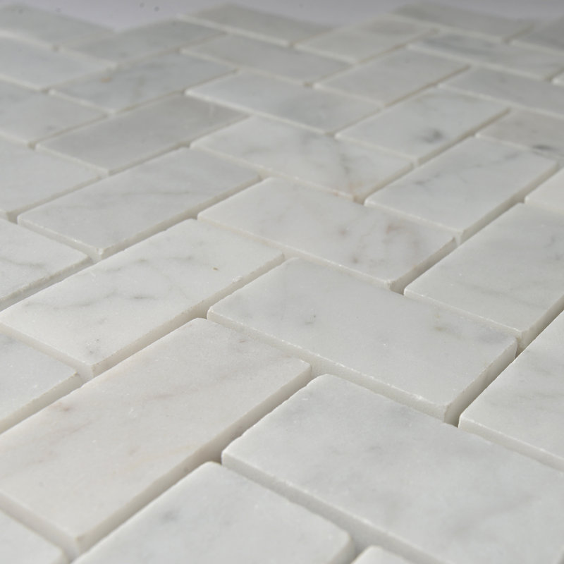 Carreau de mosaïque en marbre à chevrons Carrara 1 po x 2 po Carrara