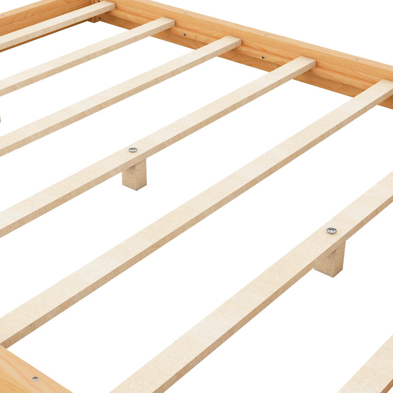 Natural Queen Canopy Platform Bed With Support Legs - Build Of Pine And , Modern Bedroom Look, Custom Canopy, Underbed Air Circulation Stable Design, Fresh Keeping Underbed, Feature, Aesthetic, Fast