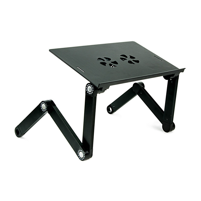 Montez-le! Support pour ordinateur portable léger et réglable avec ventilateurs intégrés et plateau de tapis de souris | Noir