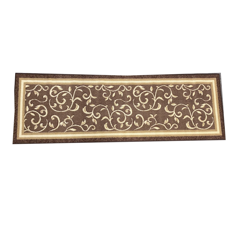 Faasulu Synthetic Water Resistant Non-Skid Kitchen Mat, Runner 1.11" x 7', Brown