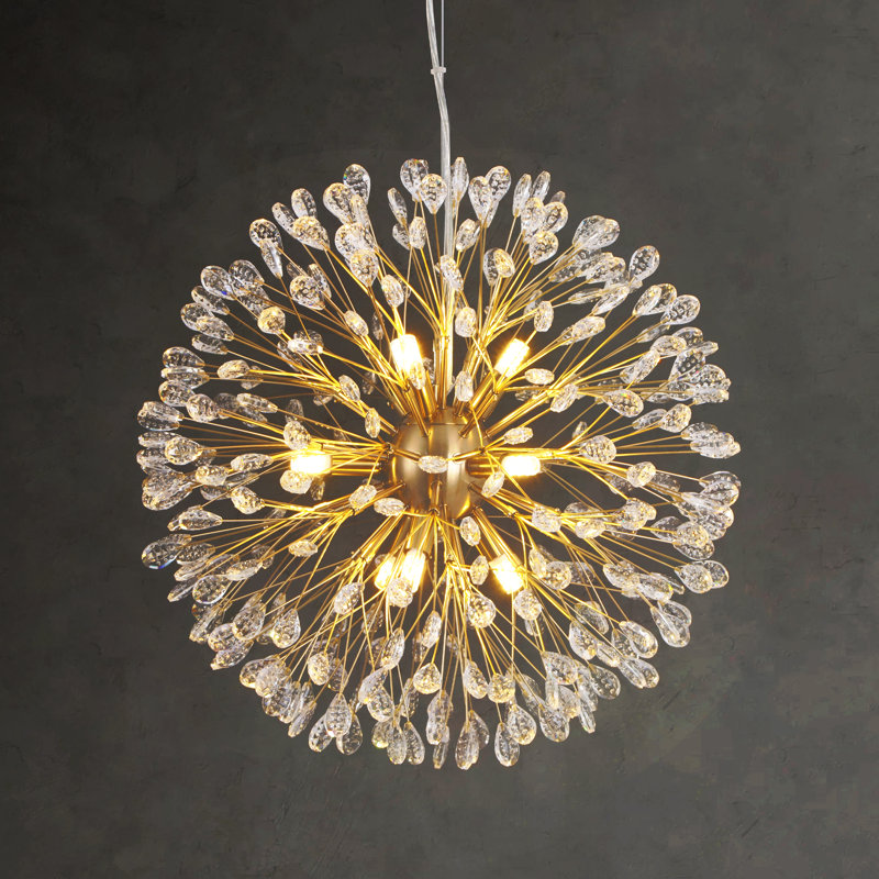 9 - Light Dimmable Bubble Crystal Chandelier, Gold