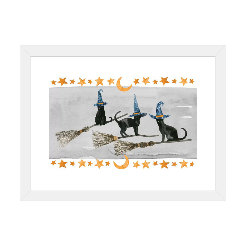 « Black Cat collection D » par Grace Popp-impression d’art graphique, Papier encadré blanc, Blanc, H 24 po x l 32 po x P 1 po