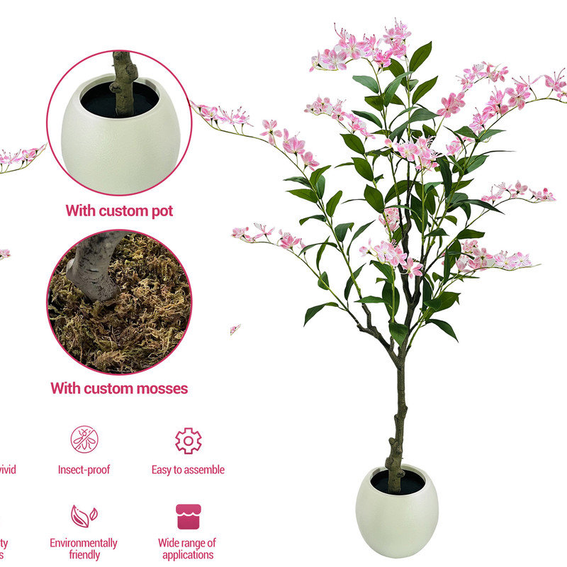 Décoration artificielle 120/150 / 180cm en pot jasmin rose