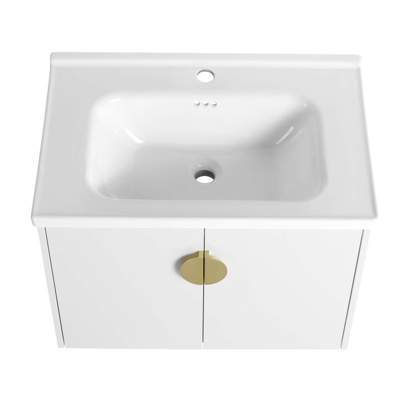 Meuble-lavabo à fermeture en douceur 28 po avec lavabo, pour petite salle de bain