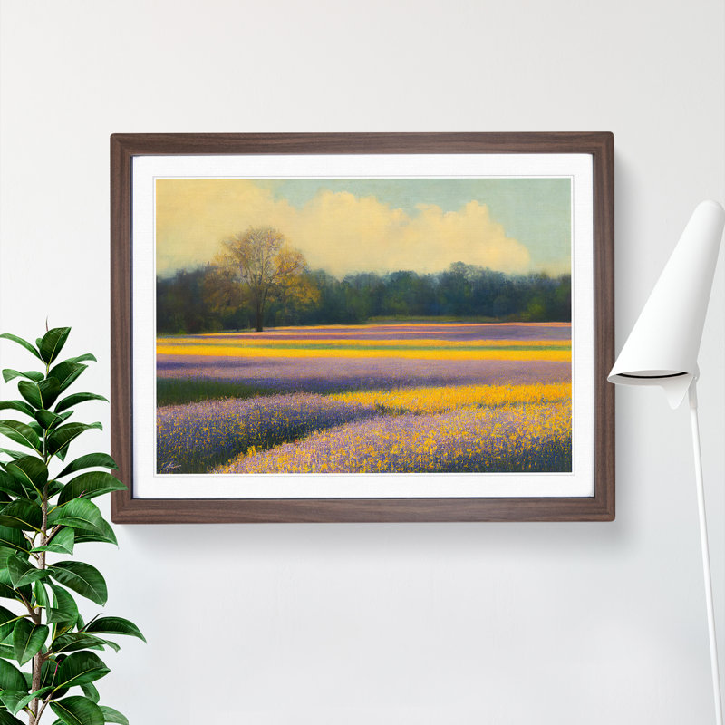 Gleeful Bluebell Field - Framed Print, 46cm H x 64cm W x 2cm D, Walnut