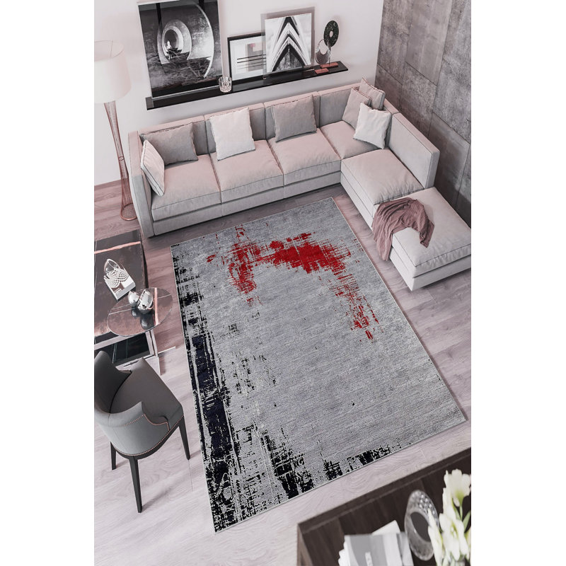 Eco-Friendly Area Rug (5.9 x 9.2 ft), 100% Polyester, 650 g/m² | Antibacterial, Non-Slip PVC Dot Underside, 0.2 in Pile Height | Machine Washable, Digital Print Design for Modern Home Décor, Durable & Easy Care