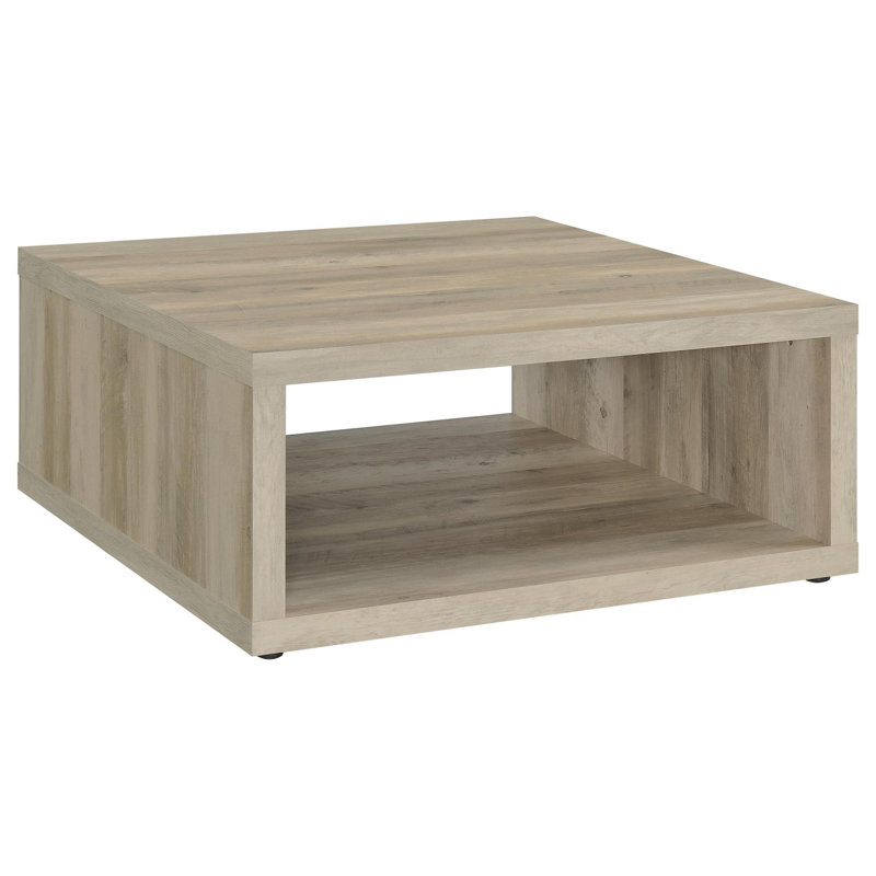 Flint Distressed Pine Square Engineered Wood Coffee Table, Beige