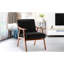 Fauteuil d'appoint moderne en bois massif, de style milieu du siècle, avec dossier, revêtement en cuir PU noir, idéal pour la chambre, le salon ou un coin lecture. Pieds enveloppants, revêtement en cuir, décoration intérieure, montage rapide inclus.
