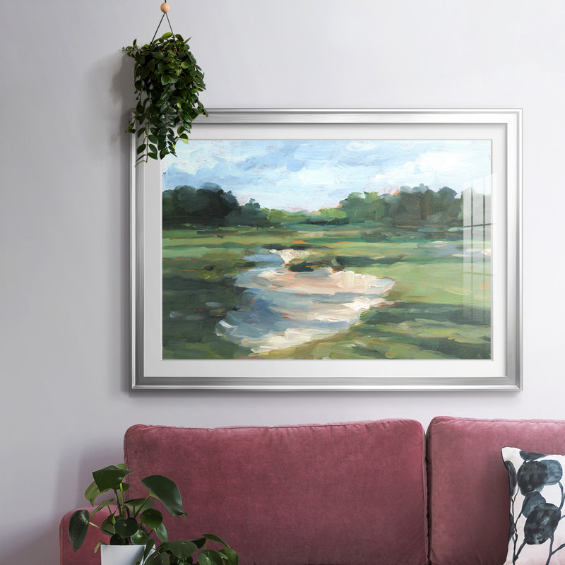 Golf Course Study I, reproduction d'art sur papier, Argent, H 19 po x l 27 po x P 1,5 po