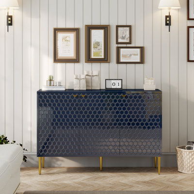 Ruslans 47.75'' Wide Sideboard With 3 - Door High Gloss Cabinets