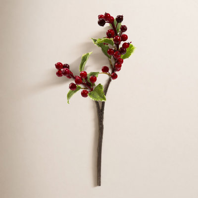 16'' Faux Holly Branch
