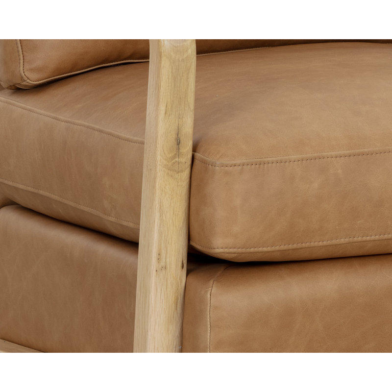FAUTEUIL PIVOTANT CASTELL - BRUN - CUIR NOIR CORTINA, Cuir véritable brun