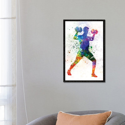 Man Exercising Weight Training by Paul Rommer - Floater Frame Gallery-Wrapped Canvas Giclée on Canvas