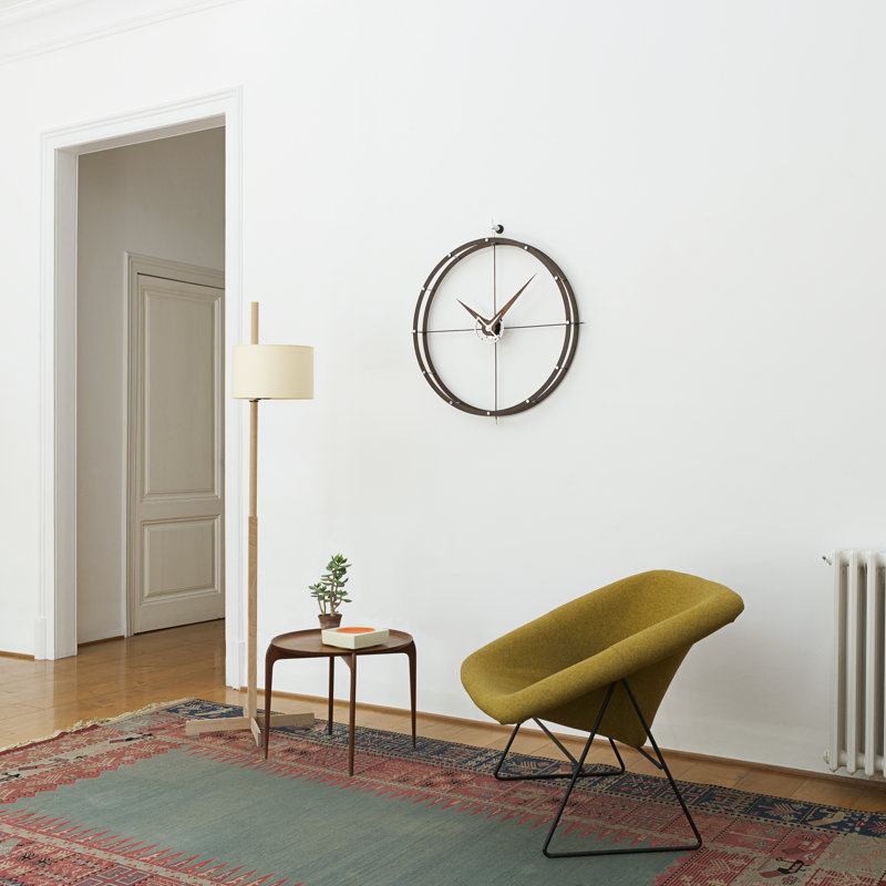 Wood Analog Wall Clock, Calabo / Chrome