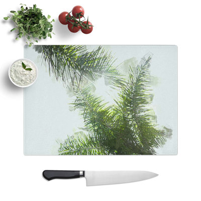 Glass Maspalomas Palm Tree Fronds in Abstract Chopping Board