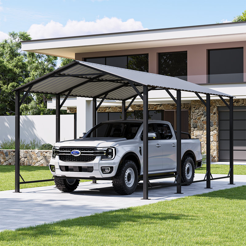 10 Ft. W X 15 Ft. D  Heavy Duty Carport With Galvanized Steel Roof, 10 Ft. W x 15 Ft. D