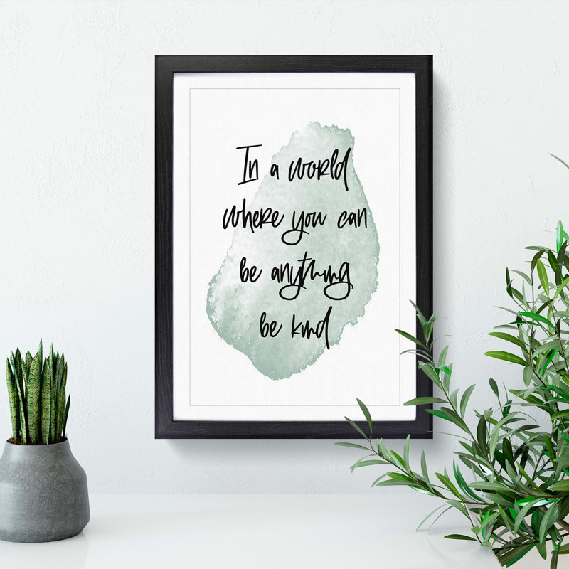 Be Kind - Picture Frame Typography, 90cm H x 65cm W x 2cm D, Black