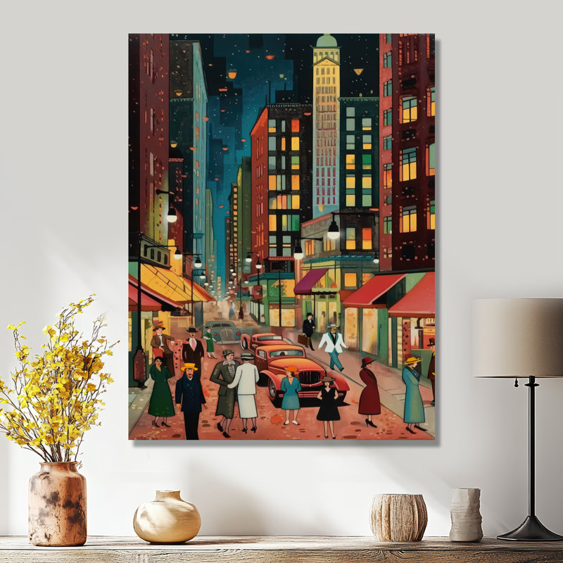 Art déco rétro City Life I - Fashion Woman, art mural encadré, Toile tendue, H 20 po x l 12 po x P 1 po