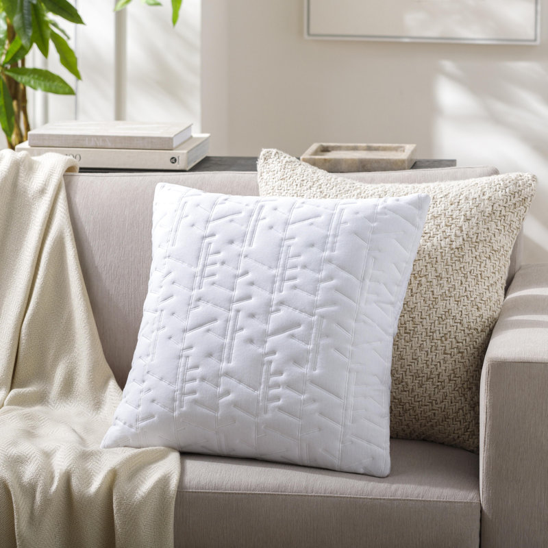Coussin en coton, 22 po x 22 po, Housse de coussin seulement - sans coussin, Blanc