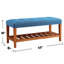 Banc bleu tendance avec coussin et tablette en chêne