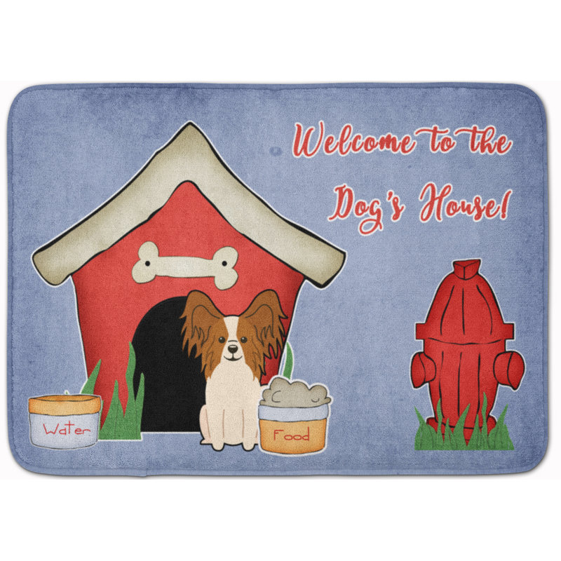 Tapis pour salle de bain Dog House, Papillon brun/blanc