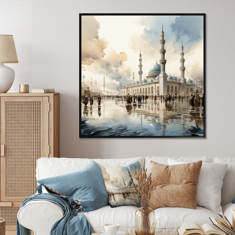 «Mosquée du propane», art mural, Cadre flottant noir, H 30 po x l 30 po x P 1,5 po