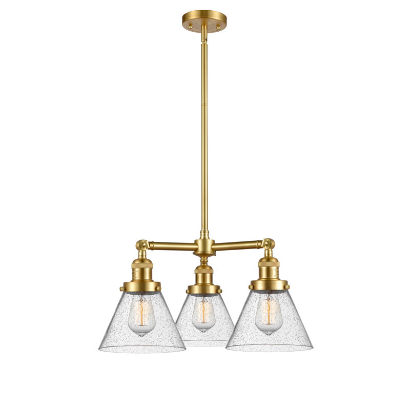 Lustre géométrique à 3 lumières, Or satiné
