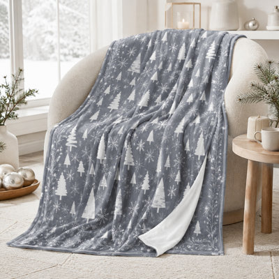 Gingerbread Wreath Holiday Blanket with Candy Canes, Ornaments and Tree Cookies, Cream Christmas Flannel Throw for Sofa, Bed and Festive Gatherings, 50 x 60 in