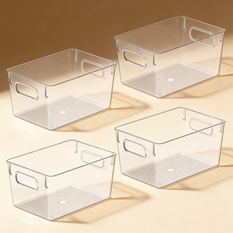 Bacs et organisateurs de rangement en plastique transparent pour la cuisine, le garde-manger, le réfrigérateur, l'armoire, la salle de bain et l'organisation à la maison - Robuste et empilable