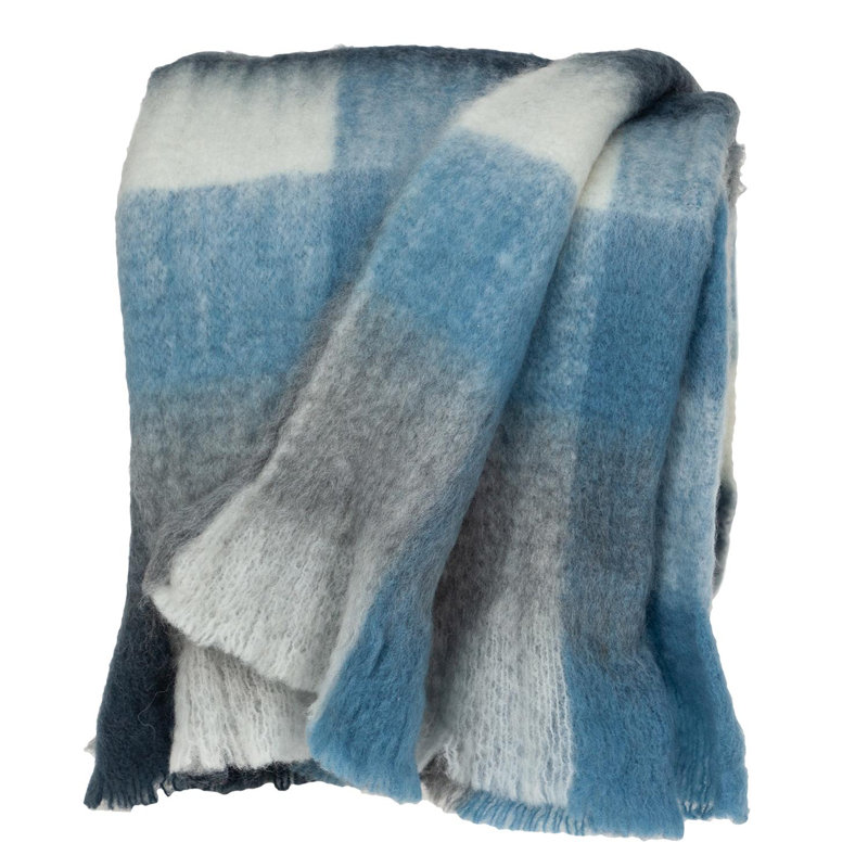 Cabino Lodge Blue and Gray Wool Blend Throw Blanket